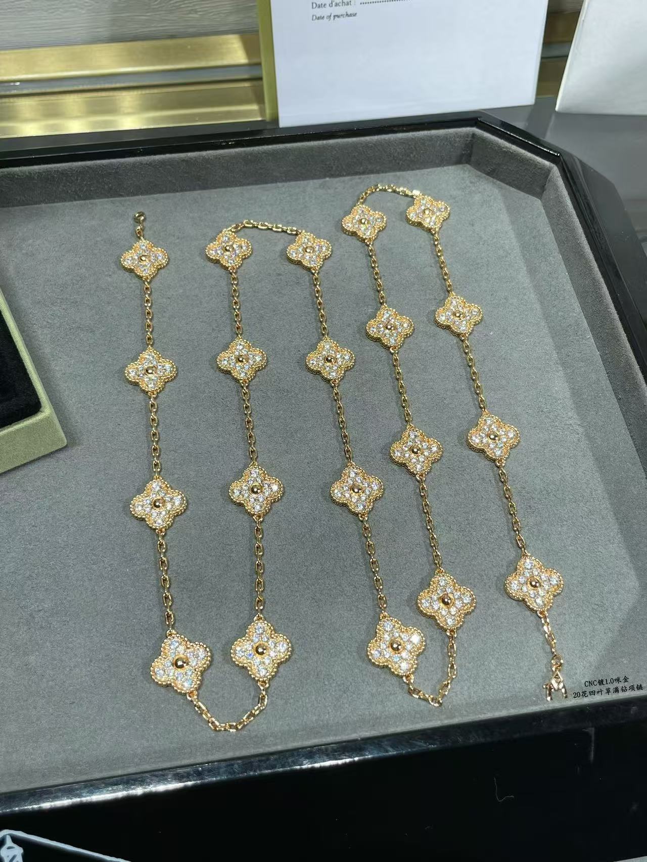 [LUXE]CLOVER 20 MOTIFS FULL-DIAMOND NECKLACE