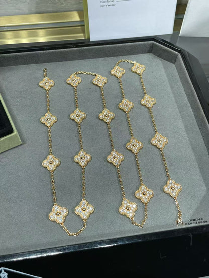 [LUXE]CLOVER 20 MOTIFS FULL-DIAMOND NECKLACE