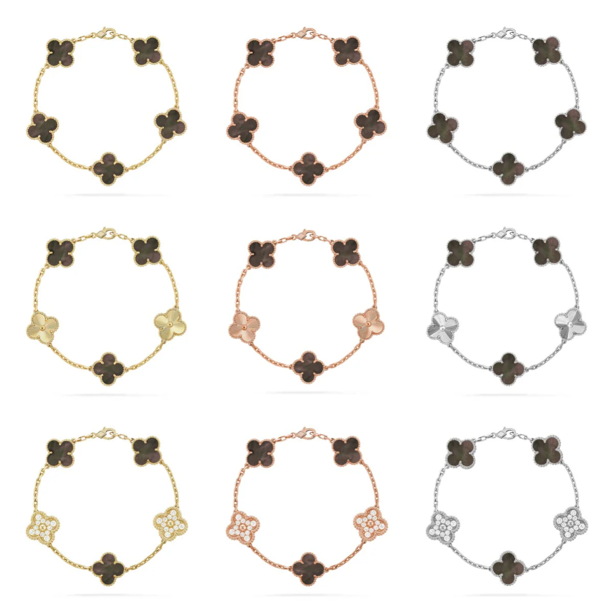 [LUXE] CLOVER 5 MOTIF GRAY MOP BRACELET COLLECTION