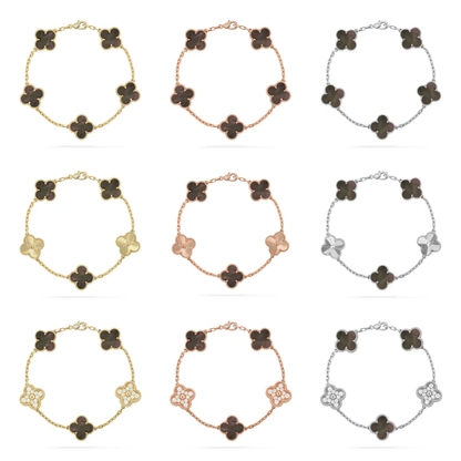 [LUXE] CLOVER 5 MOTIF GRAY MOP BRACELET COLLECTION