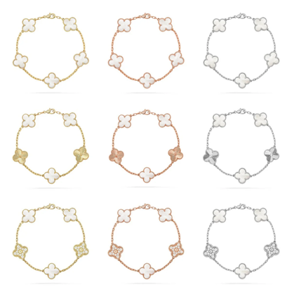 [LUXE]CLOVER WHITE PEARL MOP 5 MOTIF BRACELET COLLECTION