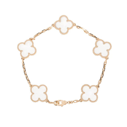 [LUXE]CLOVER 5 MOTIF ROCK CRYSTAL BRACELET