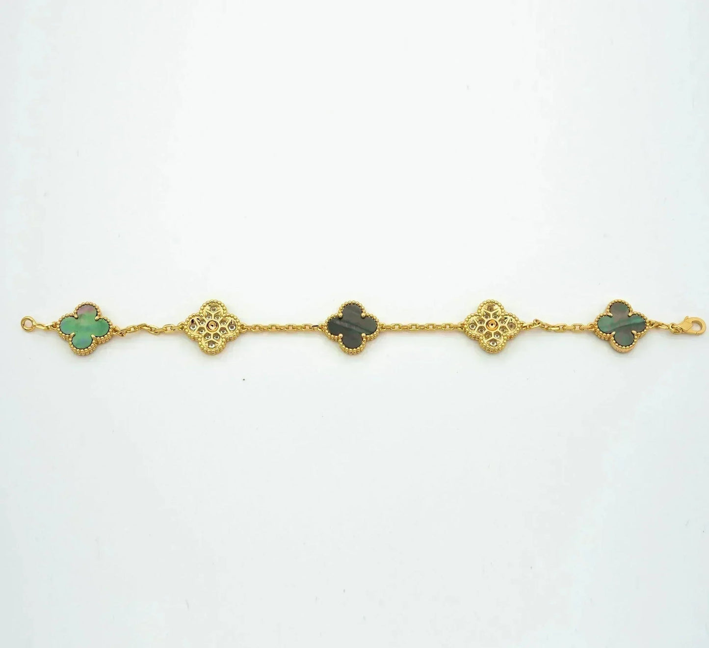 [LUXE] CLOVER 5 MOTIF GRAY MOP BRACELET COLLECTION