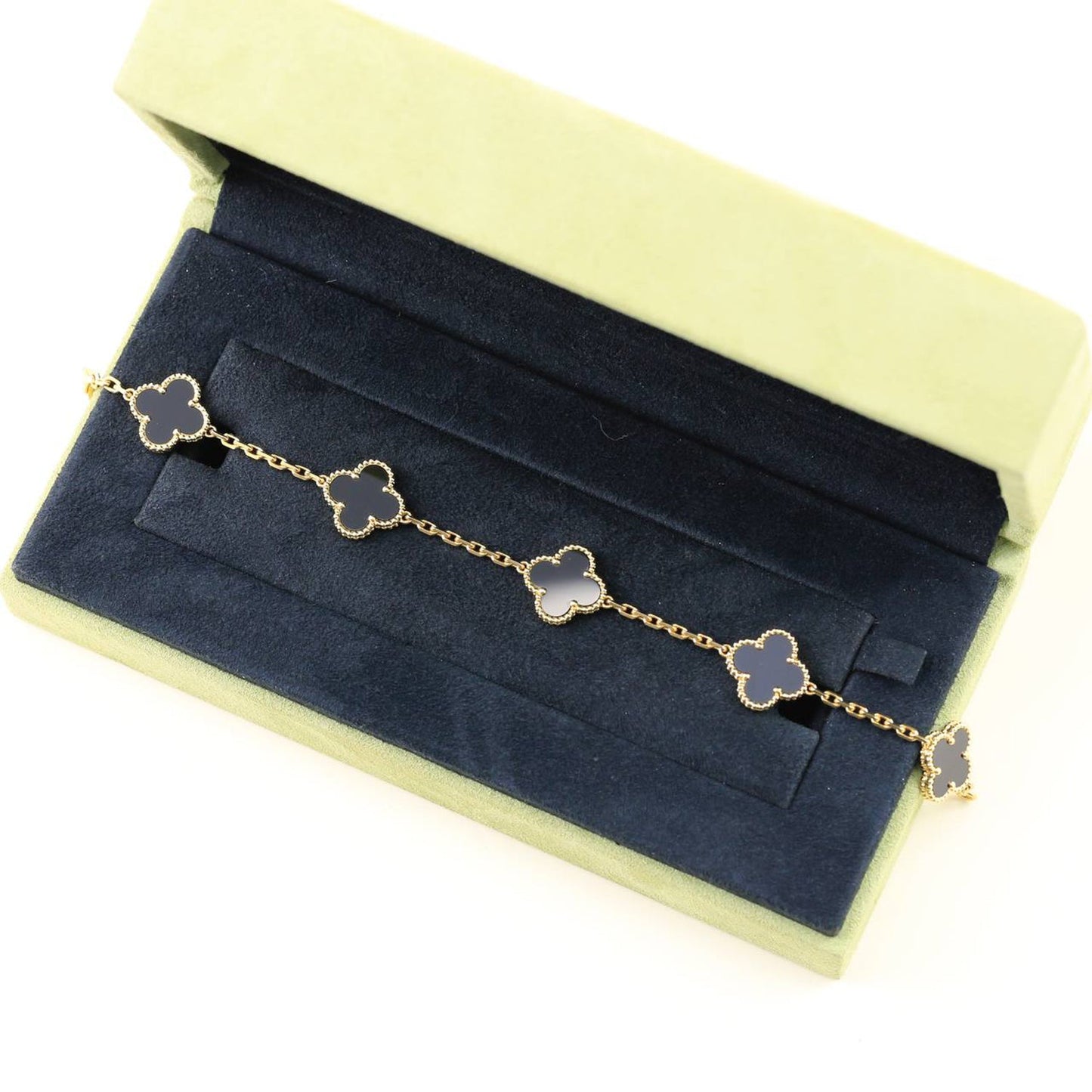 [LUXE] CLOVER 5 MOTIF ONYXS BRACELET COLLECTION