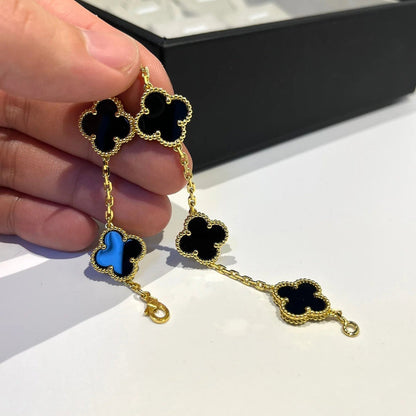 [LUXE] CLOVER 5 MOTIF ONYXS BRACELET COLLECTION