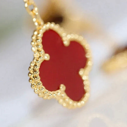 [LUXE]CLOVER  2 MOTIF  TIGER EYE CARNELIAN EARRINGS