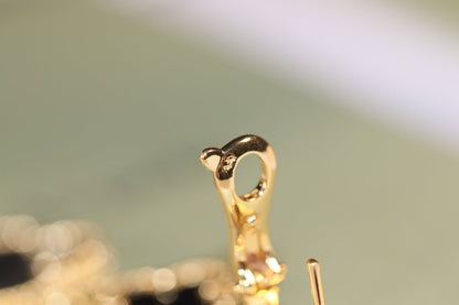 [LUXE]CLOVER EARRINGS GOLD ONYX MOP 3 MOTIF