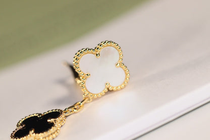 [LUXE]CLOVER EARRINGS GOLD ONYX MOP 3 MOTIF