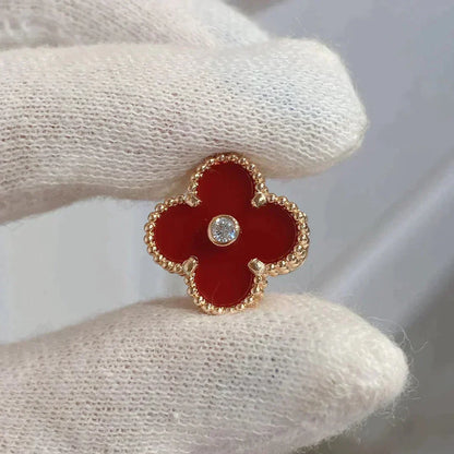 [LUXE]CLOVER MEDIUM 1 MOTIFS CARNELIAN  DIAMOND earrings