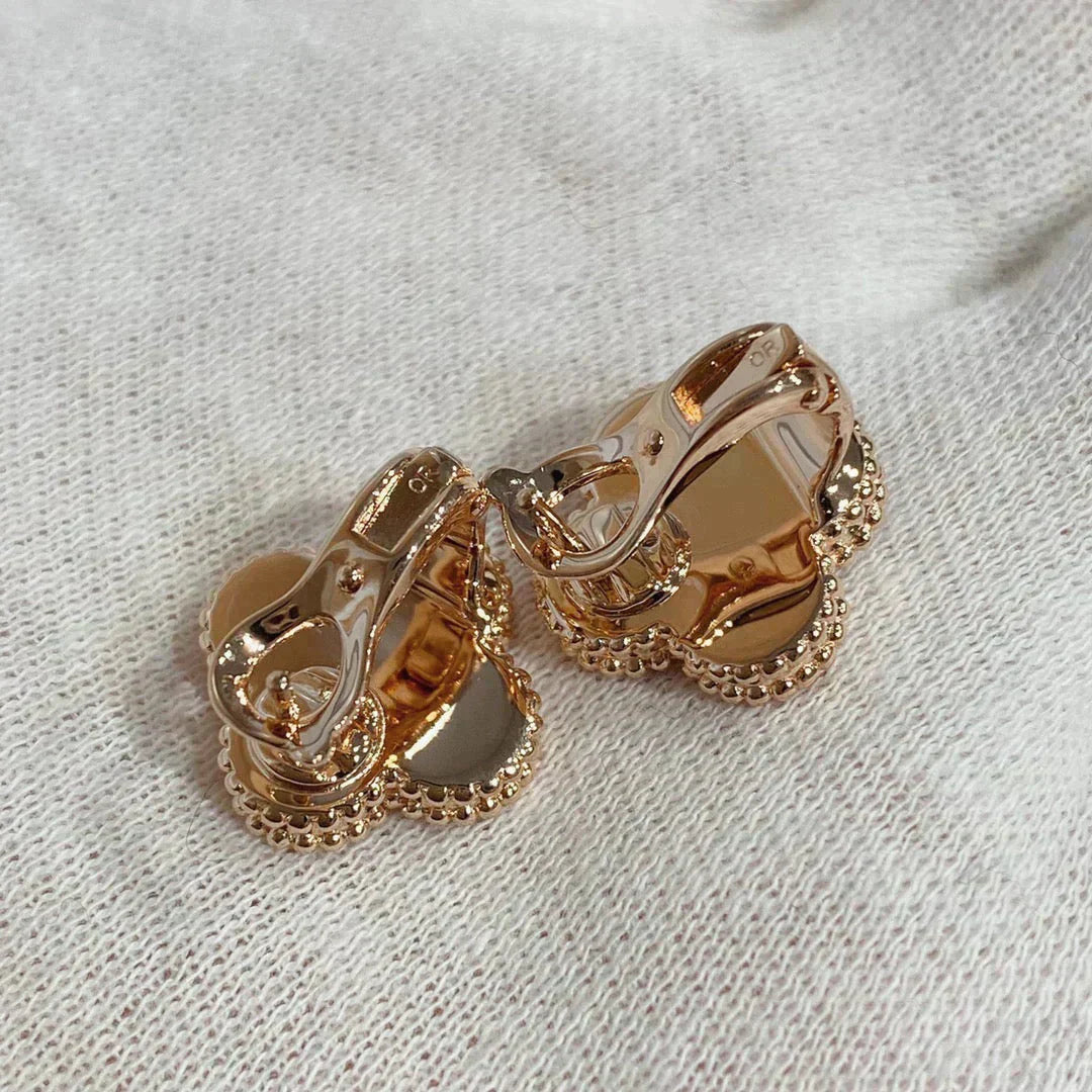 [LUXE]CLOVER MEDIUM 1 MOTIFS CARNELIAN  DIAMOND earrings