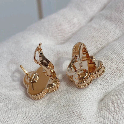 [LUXE]CLOVER MEDIUM 1 MOTIFS CARNELIAN  DIAMOND earrings