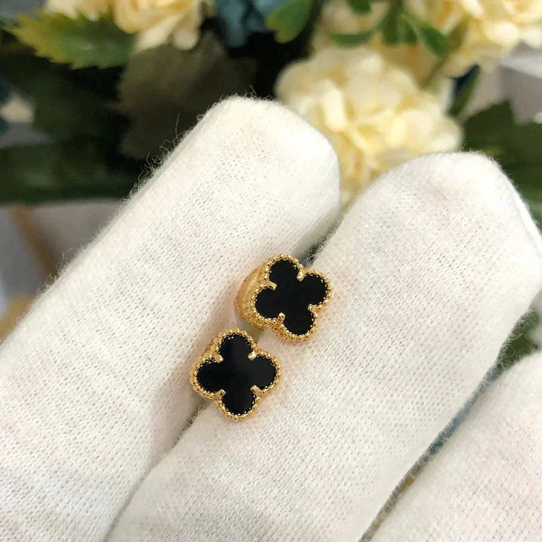 [LUXE]CLOVER MINI 9.5MM BLACK MOP EARRINGS