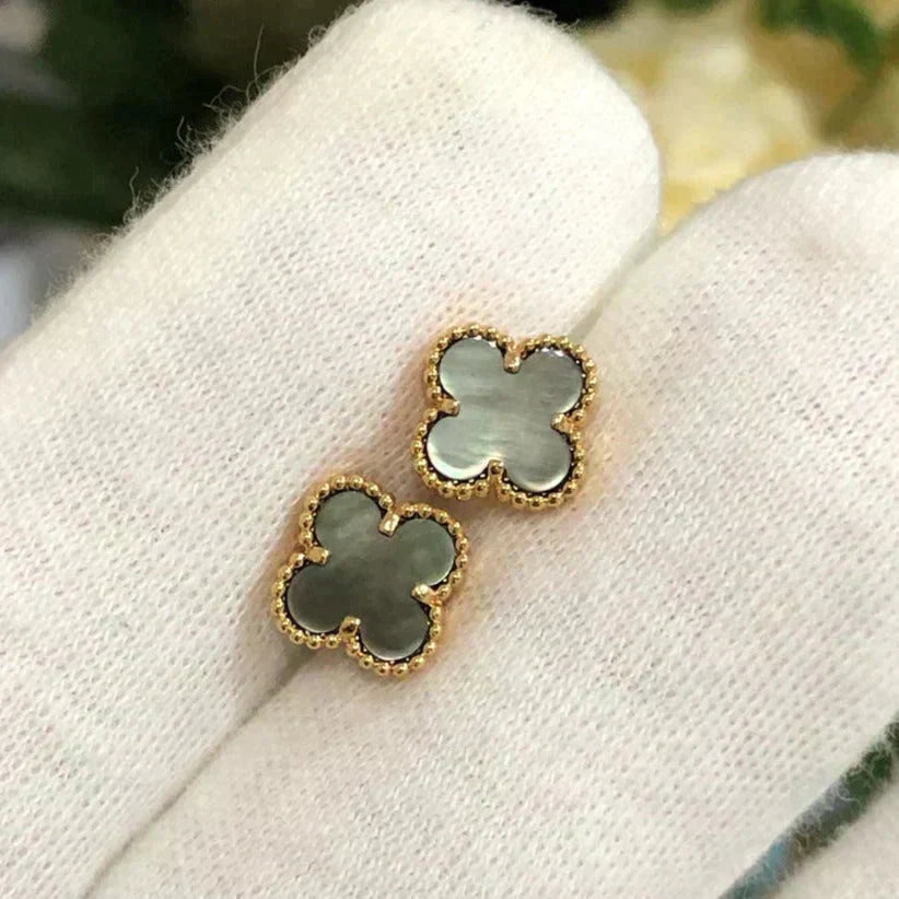 [LUXE]CLOVER MINI 9.5MM GRAY MOP EARRINGS