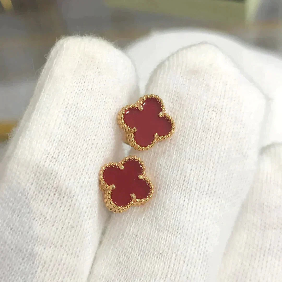 [LUXE]CLOVER MINI 9.5MM CARNELIAN EARRINGS