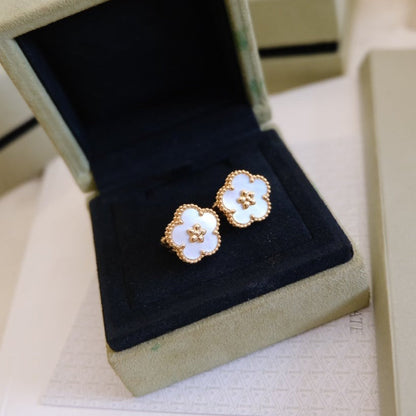 [LUXE]LUCKY PINK GOLD WHITE MOP EARRINGS