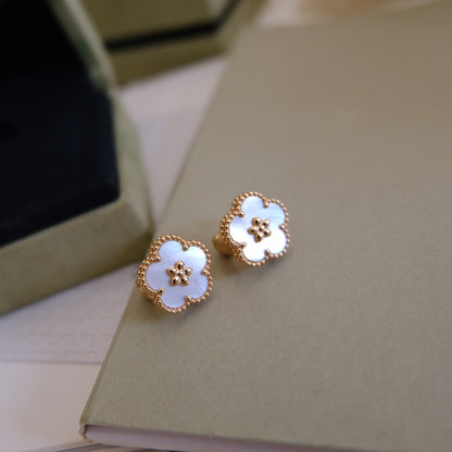 [LUXE]LUCKY PINK GOLD WHITE MOP EARRINGS