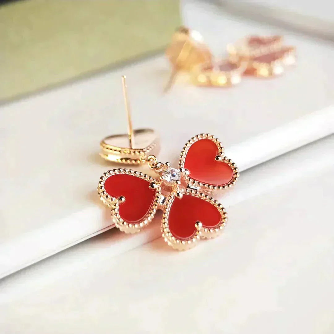 [LUXE]SWEET CLOVER CARNELIAN EARRINGS