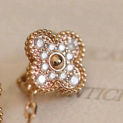 [LUXE]CLOVER MEDIUM 1 MOTIFS FUll DIAMOND EARRINGS