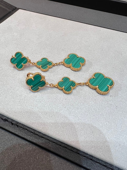 [LUXE]CLOVER MALACHITE 3 MOTIFS GOLD