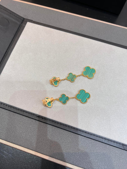 [LUXE]CLOVER MALACHITE 3 MOTIFS GOLD