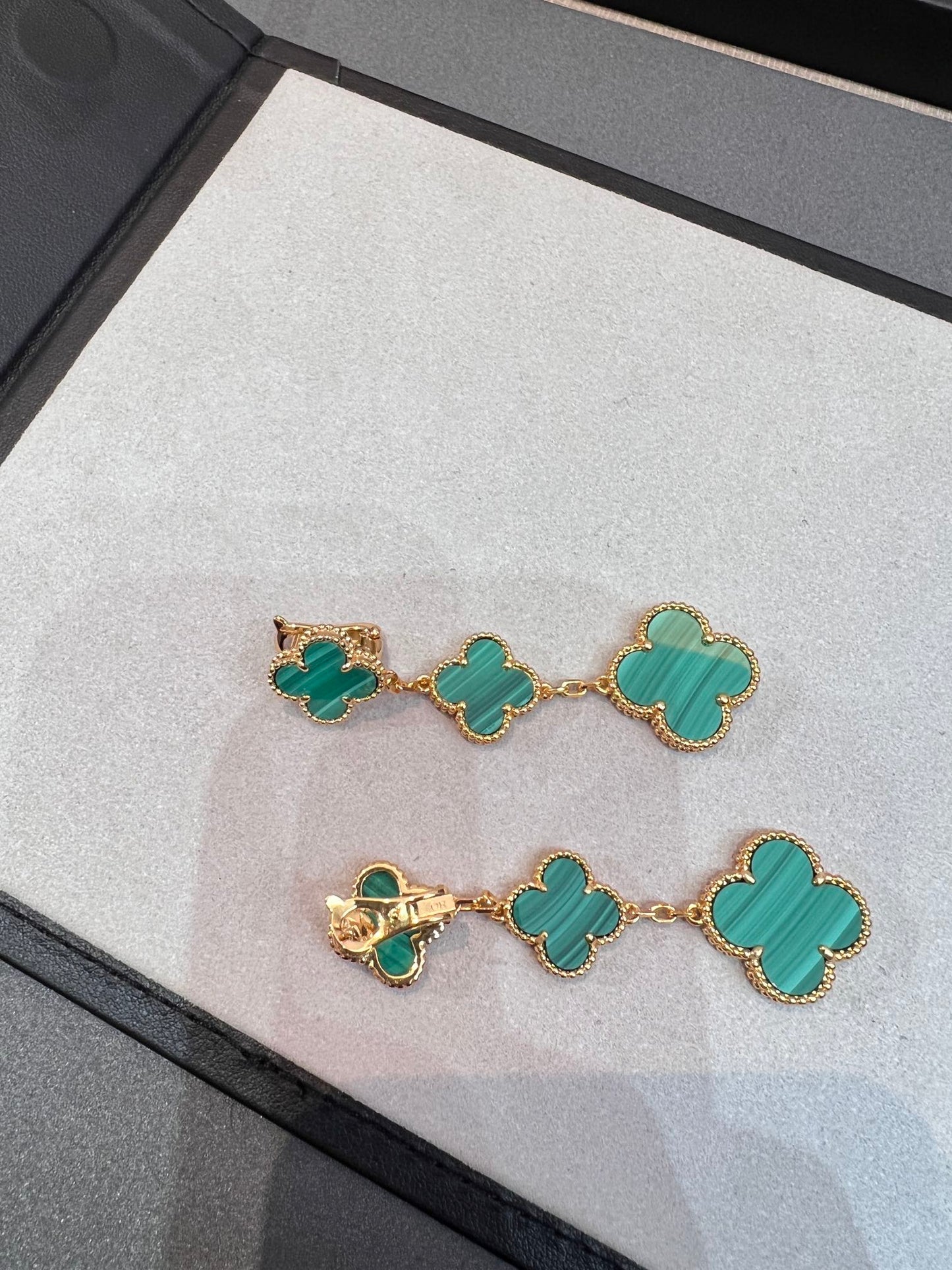 [LUXE]CLOVER MALACHITE 3 MOTIFS GOLD