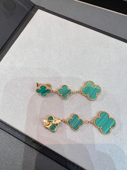 [LUXE]CLOVER MALACHITE 3 MOTIFS GOLD