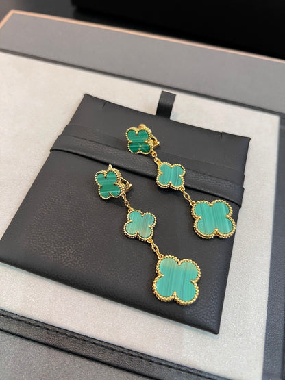 [LUXE]CLOVER MALACHITE 3 MOTIFS GOLD