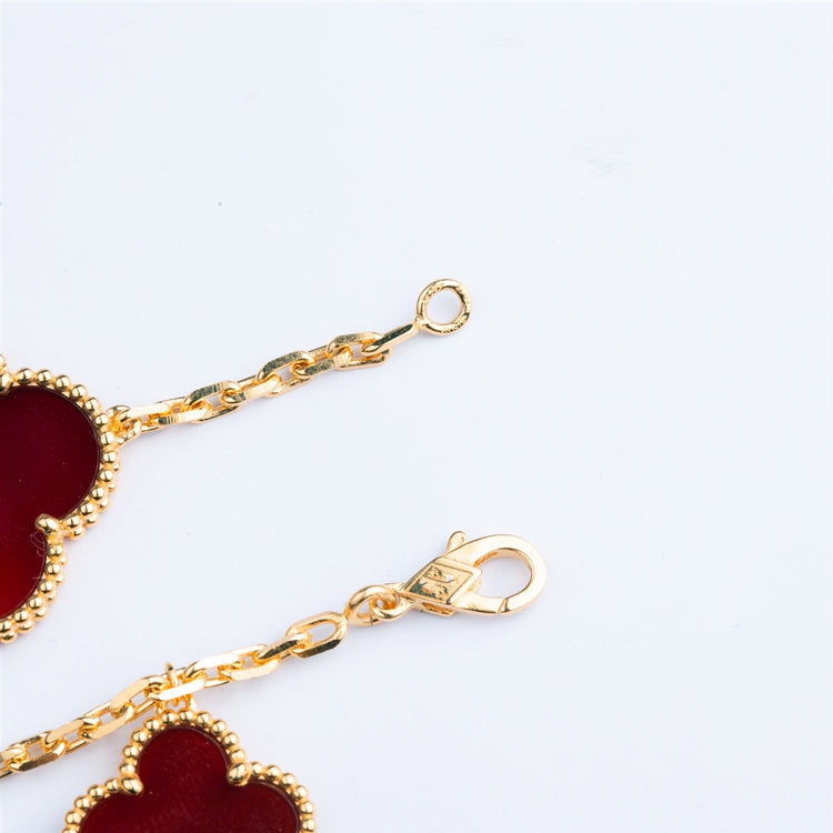 [LUXE]CLOVER BRACELET 5 MOTIFS CARNELIAN TIGER EYE