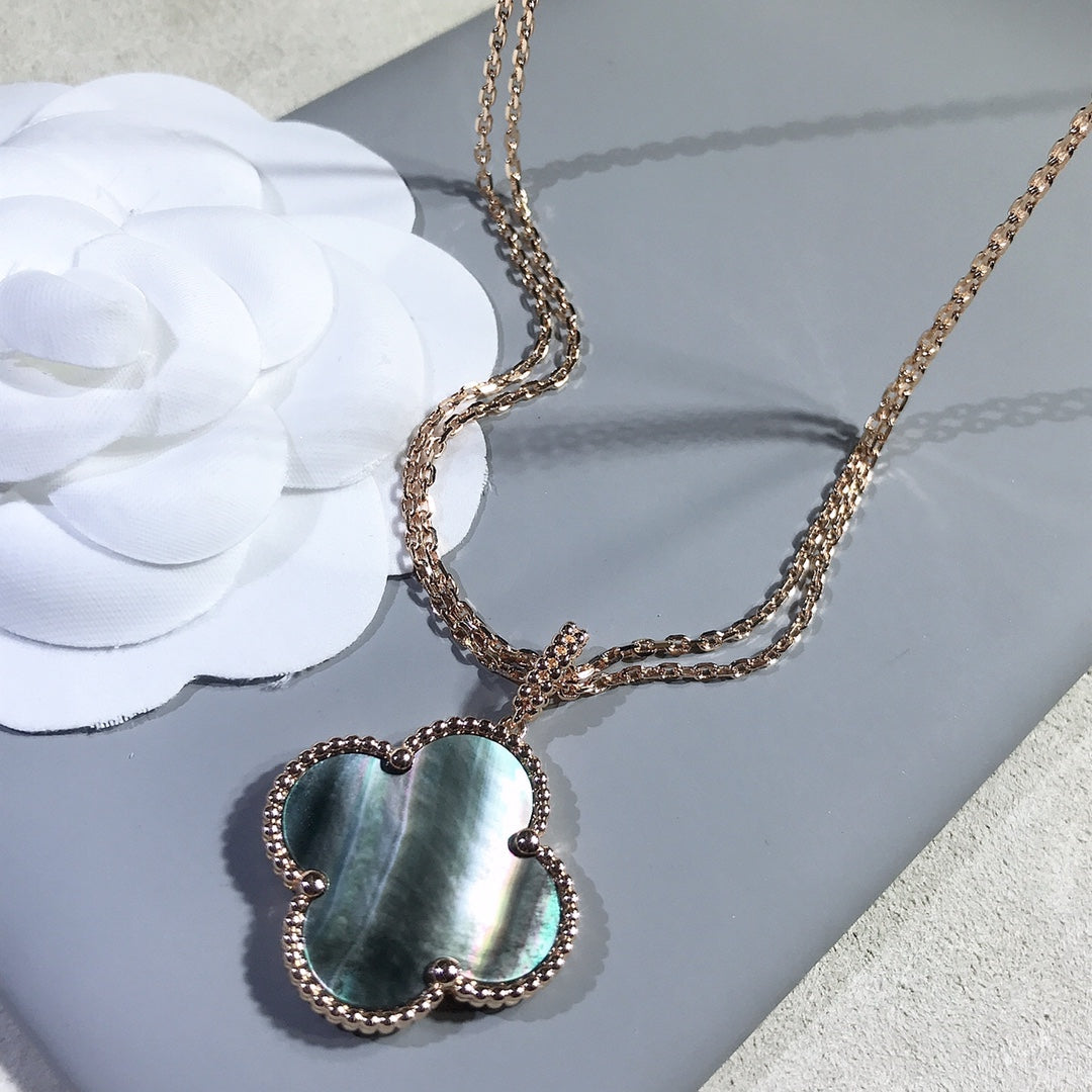 [LUXE]CLOVER 25MM GOLD DARK MOP BIG CLOVER NECKLACE