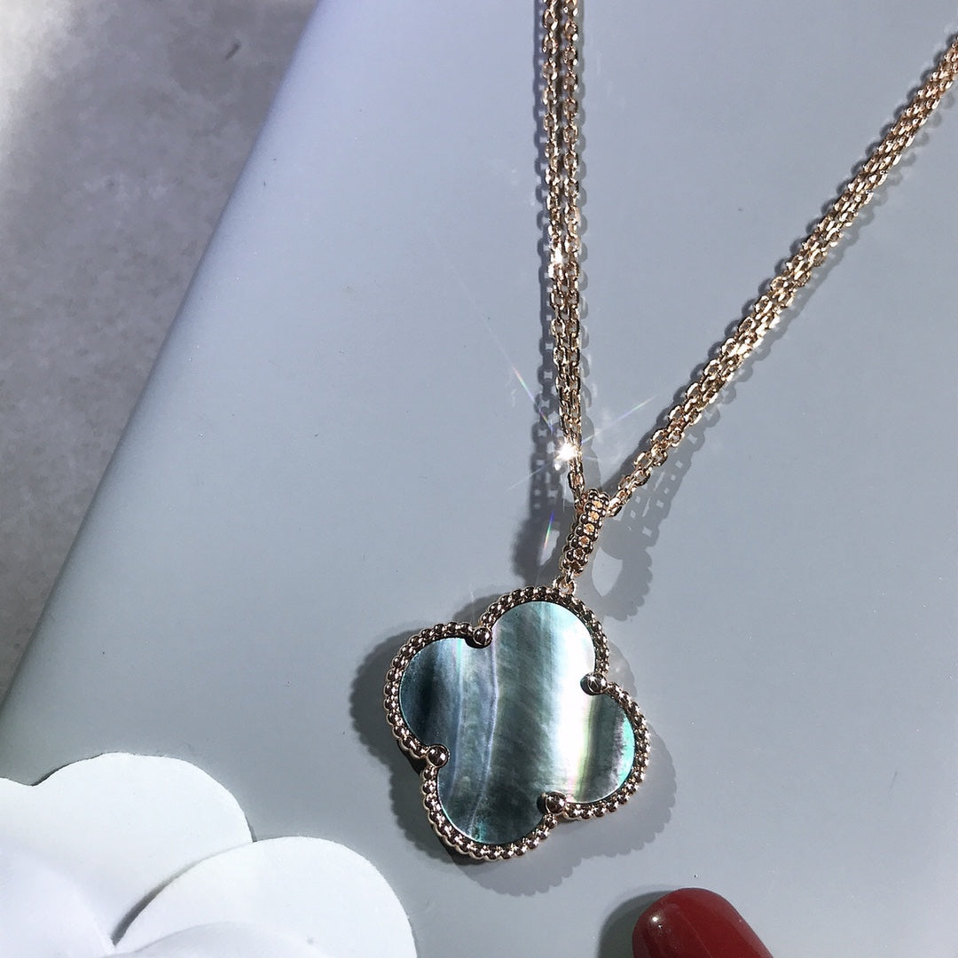 [LUXE]CLOVER 25MM GOLD DARK MOP BIG CLOVER NECKLACE