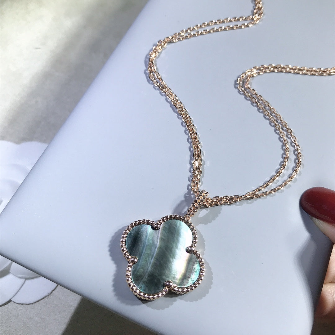 [LUXE]CLOVER 25MM GOLD DARK MOP BIG CLOVER NECKLACE