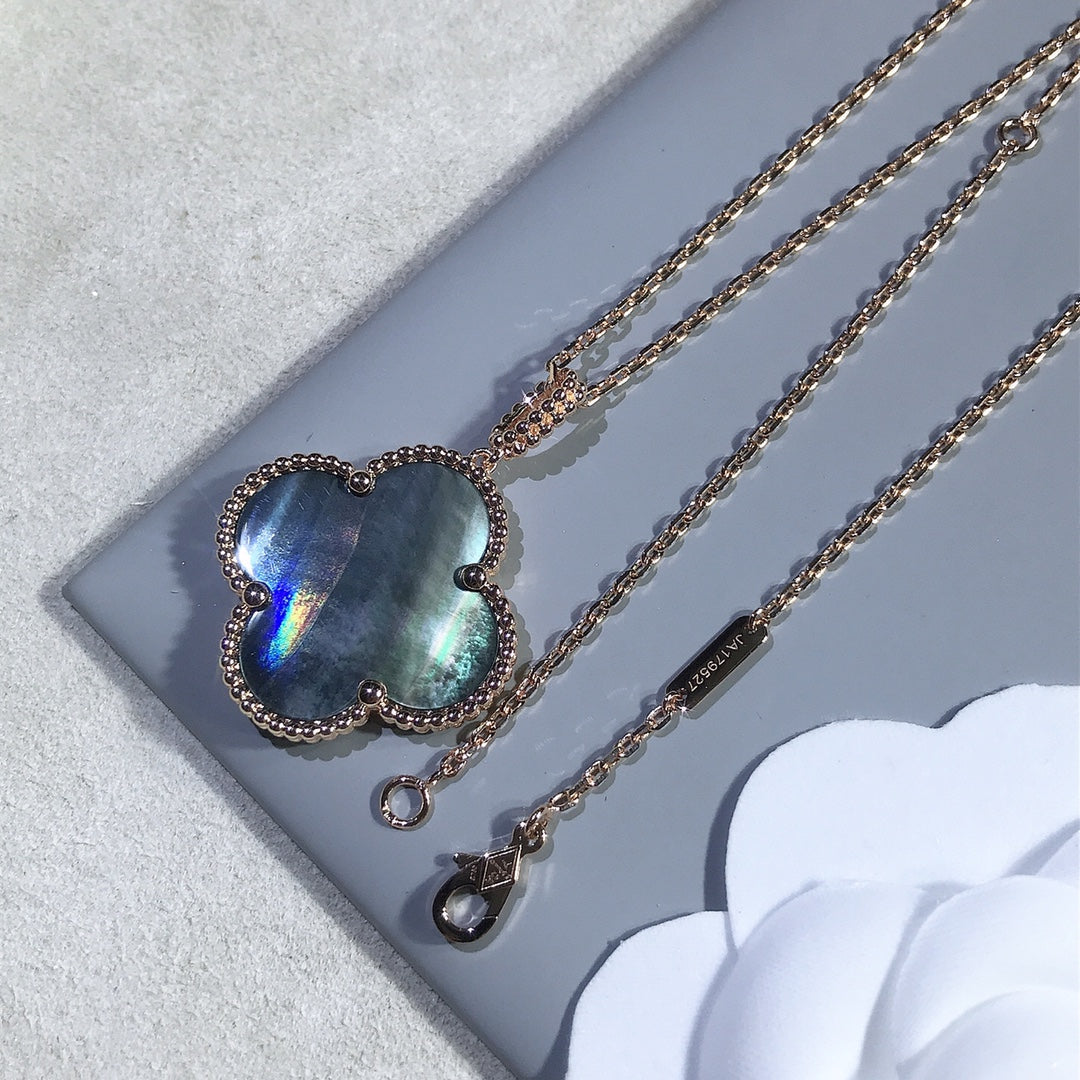 [LUXE]CLOVER 25MM GOLD DARK MOP BIG CLOVER NECKLACE