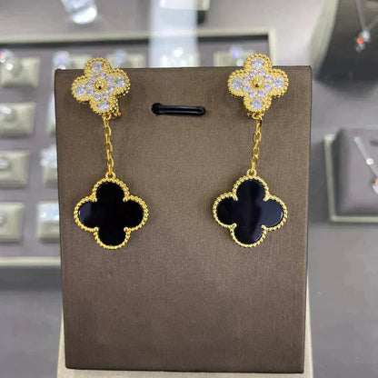 [LUXE]CLOVER  2 MOTIFS  DIAMOND  EARRINGS (MULTIPLE CHOICESç´