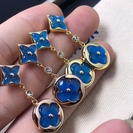 [LUXE]STAR AND SUN AGATE DIAMOND EARRINGS