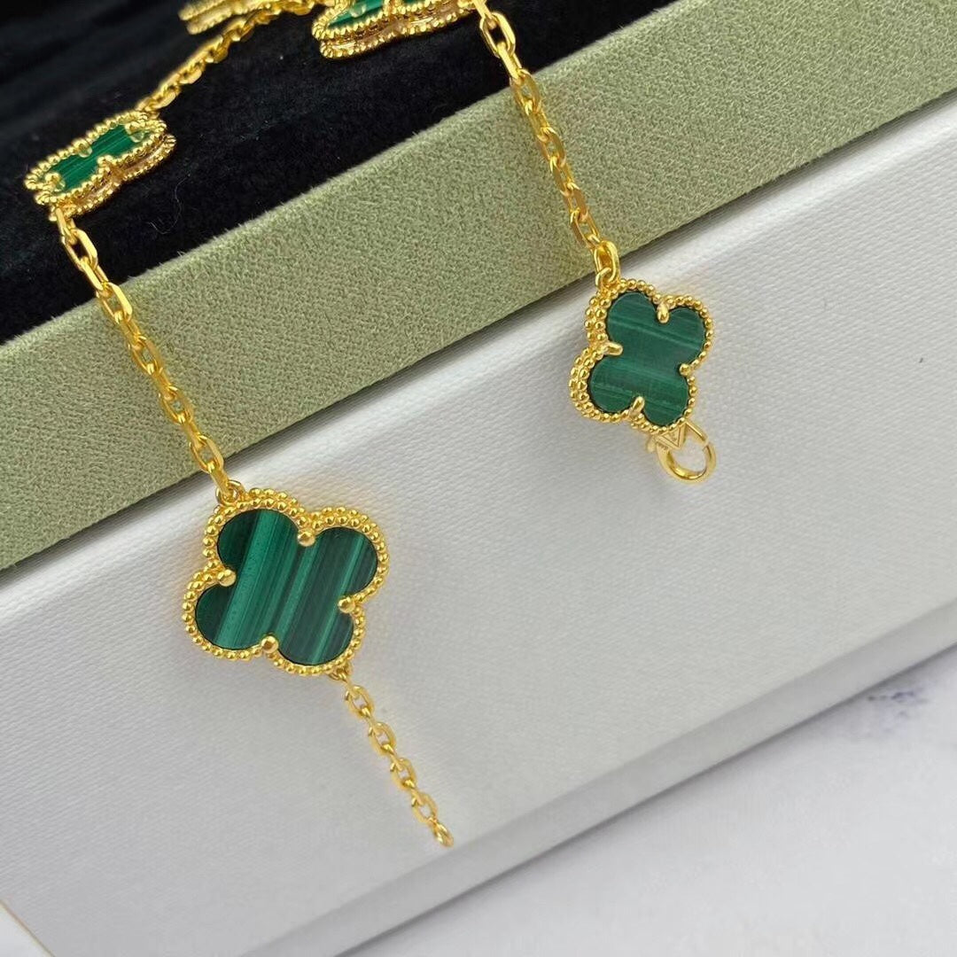 [LUXE]MAGIC CLOVER MALACHITE GOLD BRACELET 5 MOTIFS