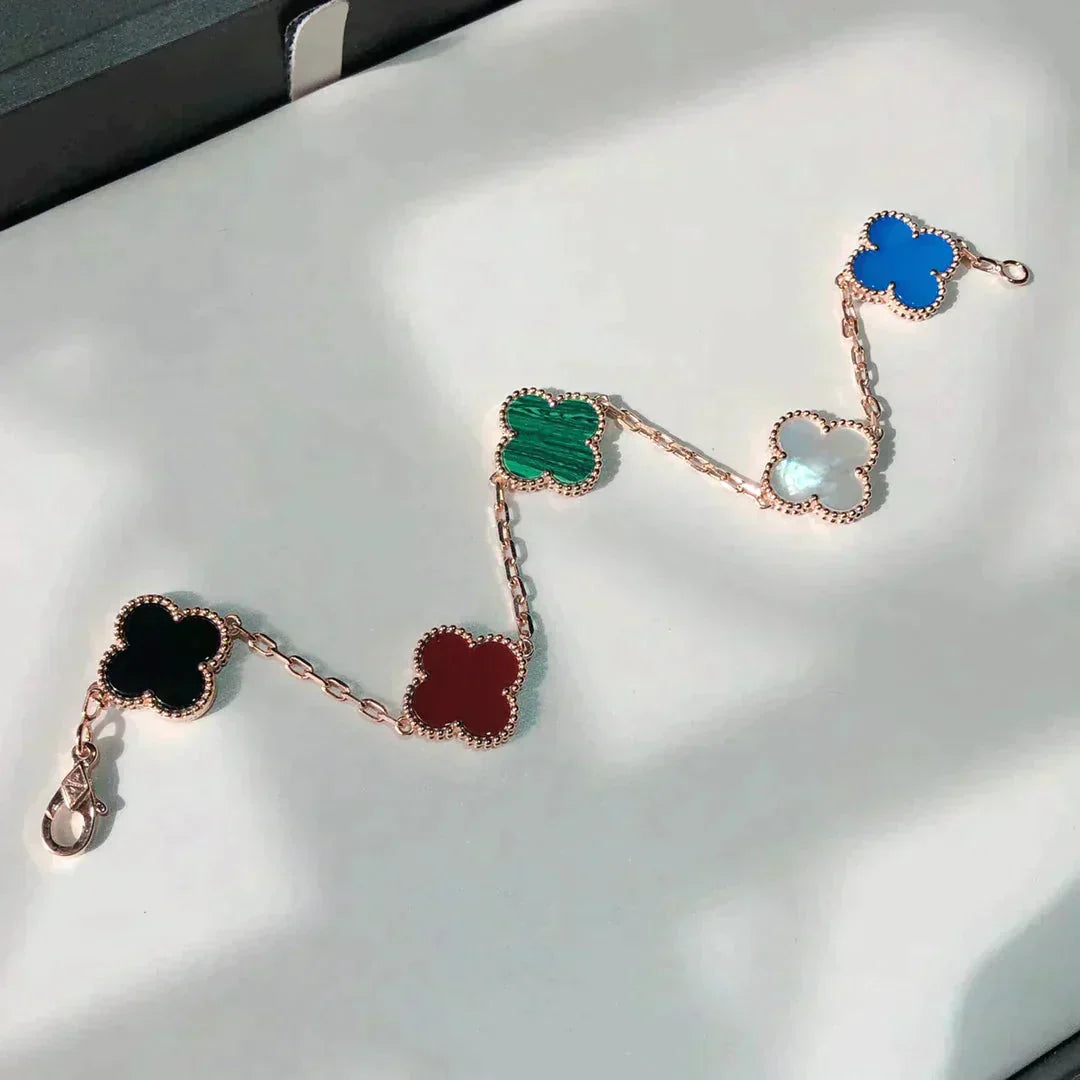 [LUXE]CLOVER 5 MOTIFS MULTICOLOR BRACELET