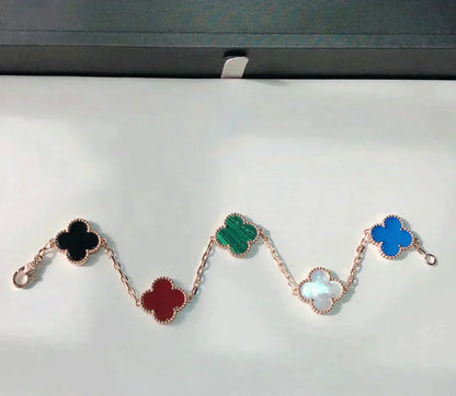 [LUXE]CLOVER 5 MOTIFS MULTICOLOR BRACELET