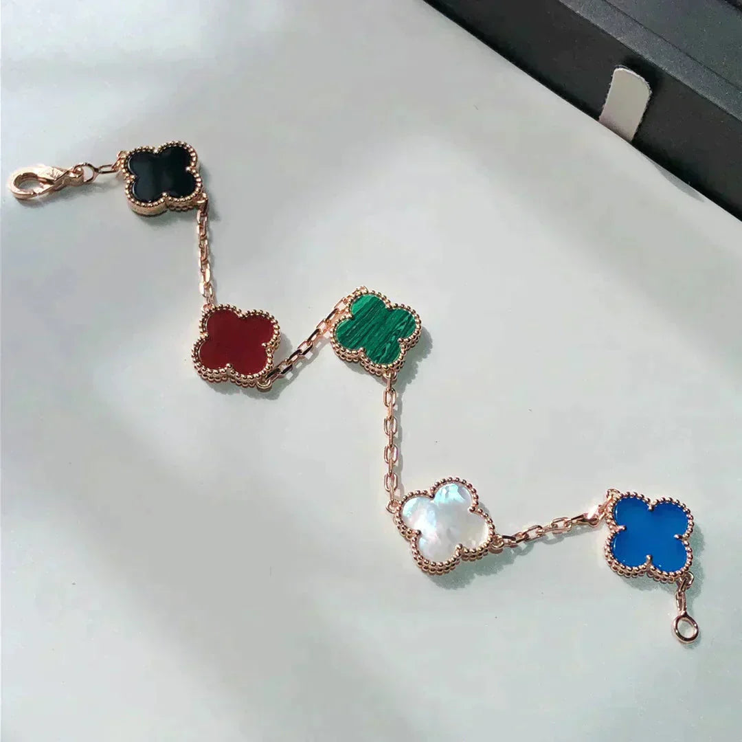 [LUXE]CLOVER 5 MOTIFS MULTICOLOR BRACELET