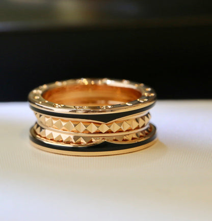 [LUXE]ZERO 1 PINK GOLD BLACK CERAMIC RING