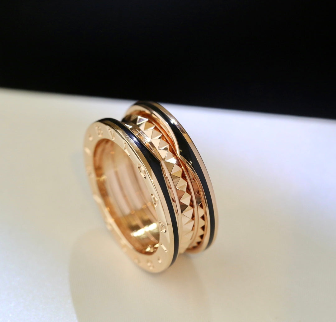 [LUXE]ZERO 1 PINK GOLD BLACK CERAMIC RING
