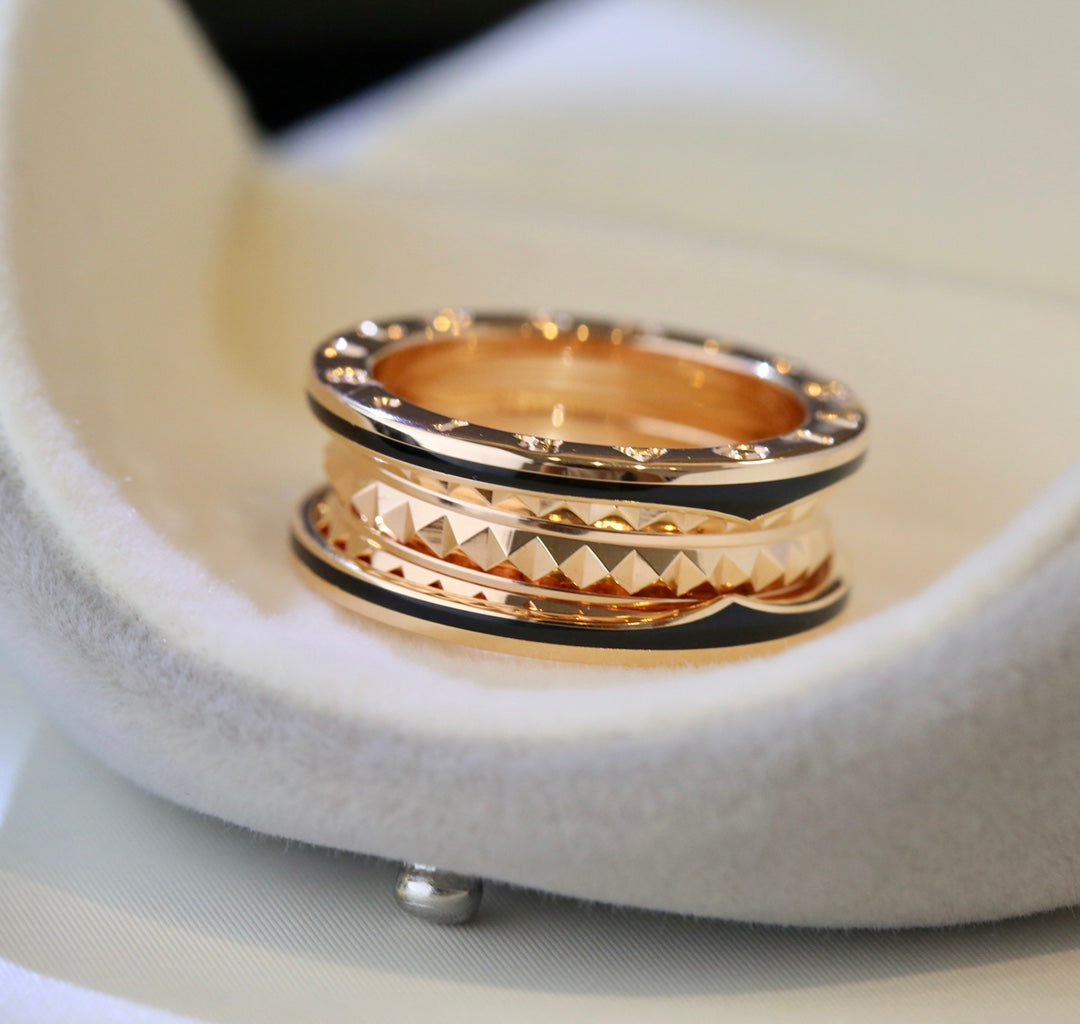 [LUXE]ZERO 1 PINK GOLD BLACK CERAMIC RING