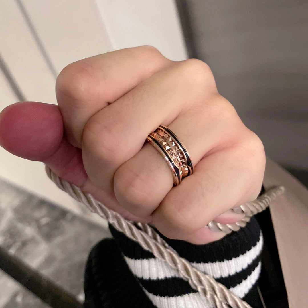 [LUXE]ZERO 1 PINK GOLD BLACK CERAMIC RING