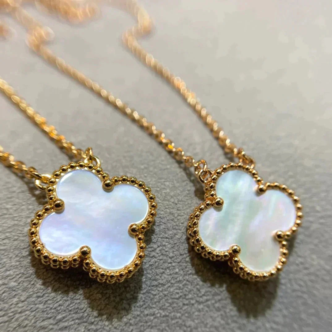 [LUXE]CLOVER 15MM WHITE MOTHER-OF-PEARL GOLD NECKLACE