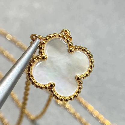 [LUXE]CLOVER 15MM WHITE MOTHER-OF-PEARL GOLD NECKLACE