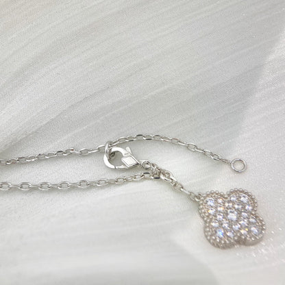 [LUXE]CLOVER 5 MOTIFS SILVER DIAMONDS NECKLACE