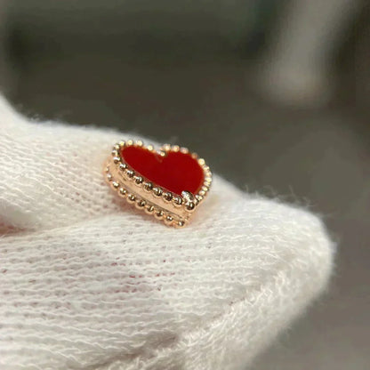 [LUXE]HEART CARNELIAN STUD EARRINGS