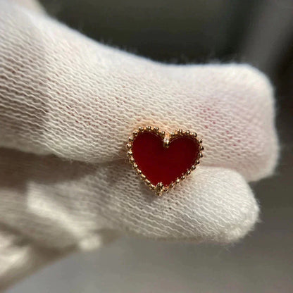 [LUXE]HEART CARNELIAN STUD EARRINGS