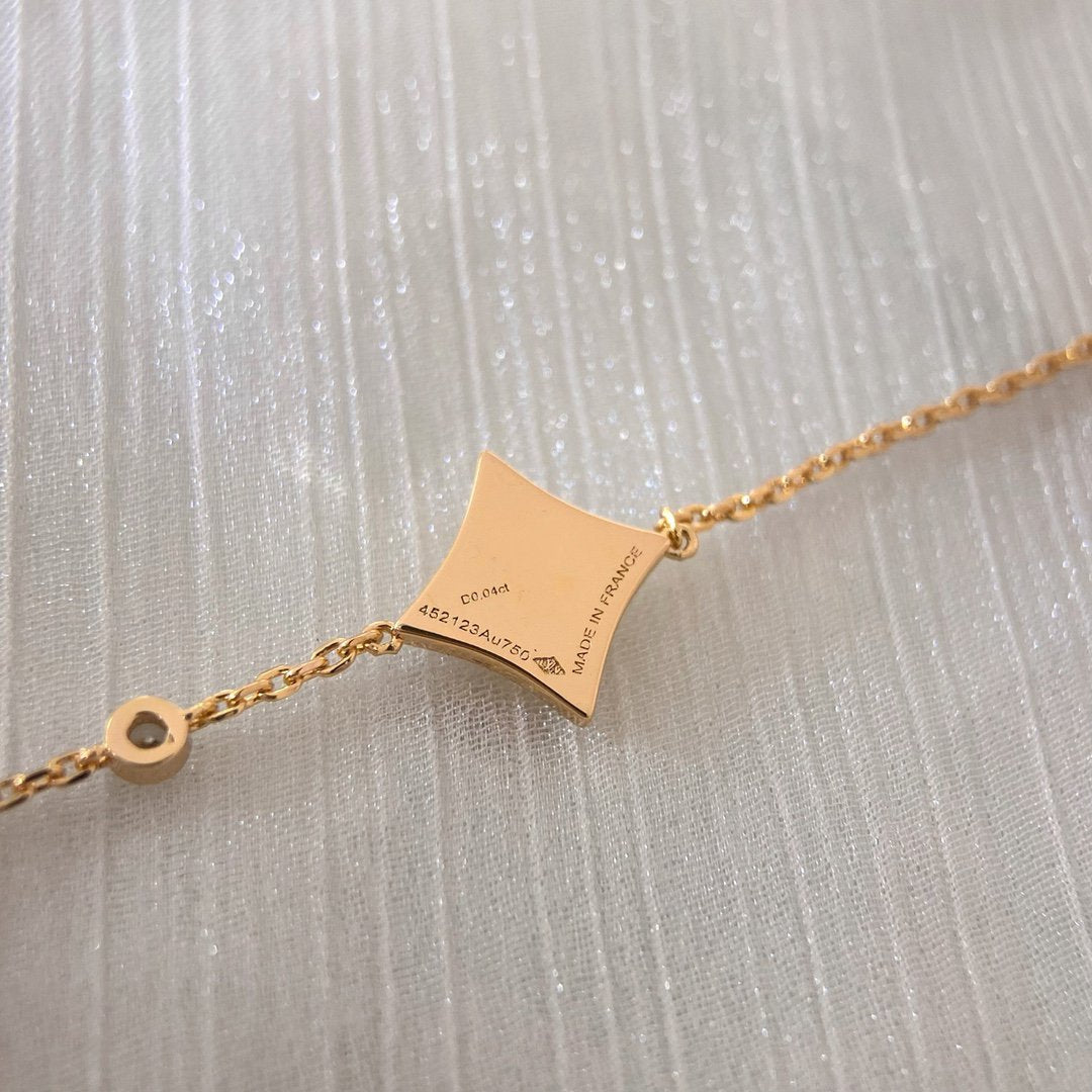 [LUXE]COLOR STAR CARNELIAN PINK GOLD DIAMOND BRACELET