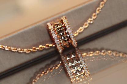 [LUXE]ZERO 1 ROCK PEDANT PINK GOLD NECKLACE