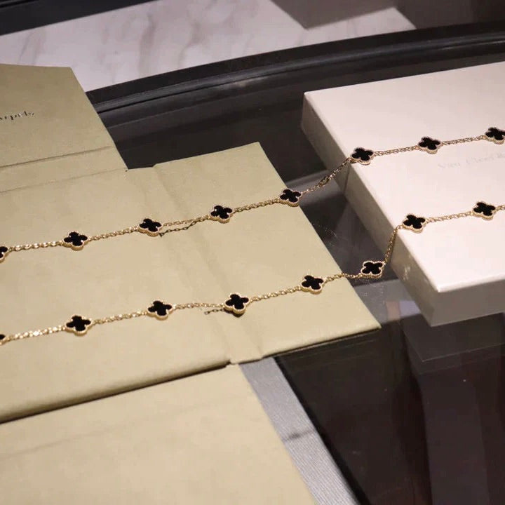 [LUXE]CLOVER 20 MOTIFS ONYX NECKLACE